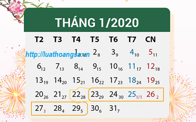 Thông báo lịch nghỉ Tết nguyên đán năm 2020 Thông báo lịch nghỉ Tết nguyên đán năm 2020